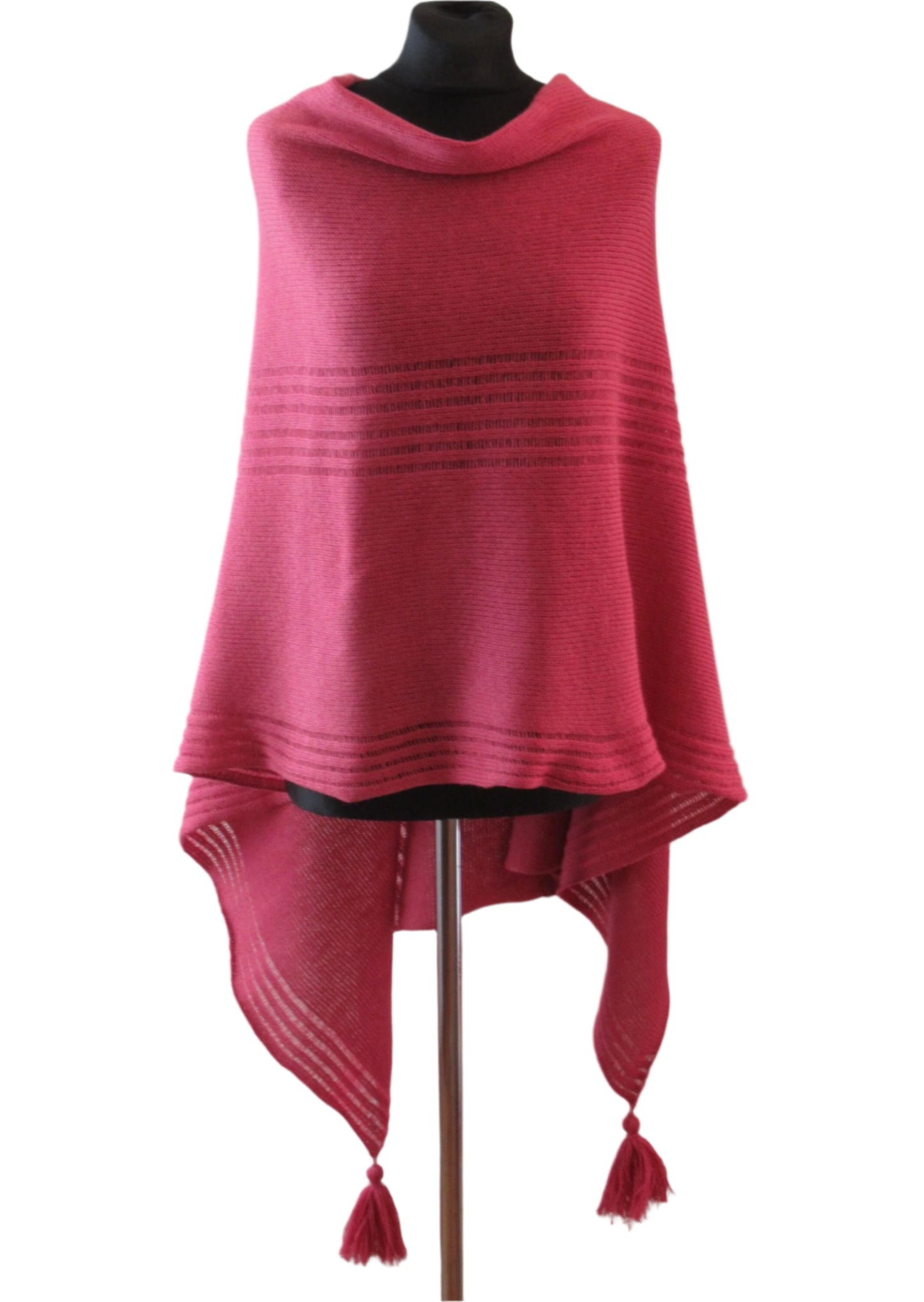 Elegant Wool Poncho in Amaranth.