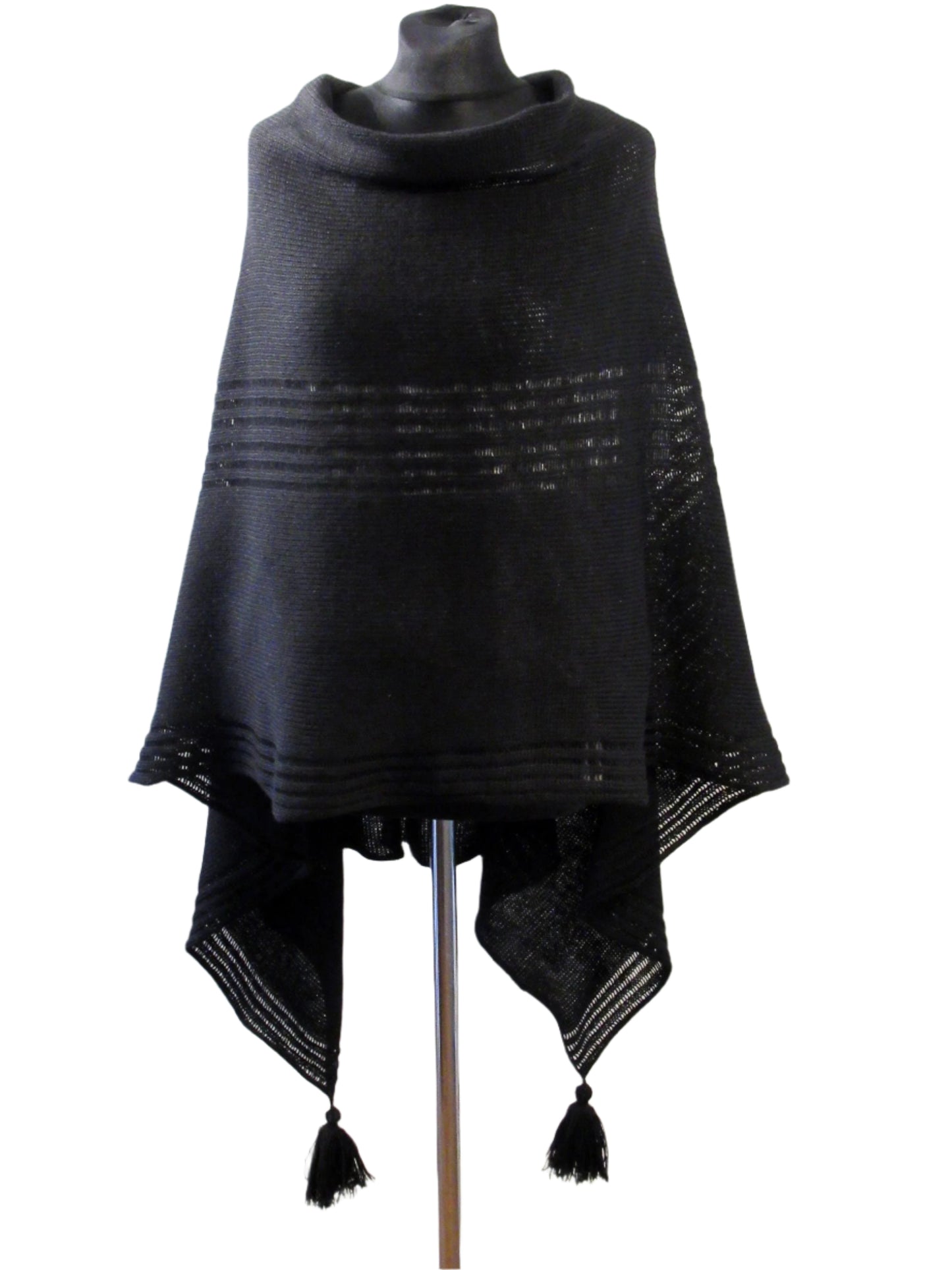 Elegant Wool Poncho in Black