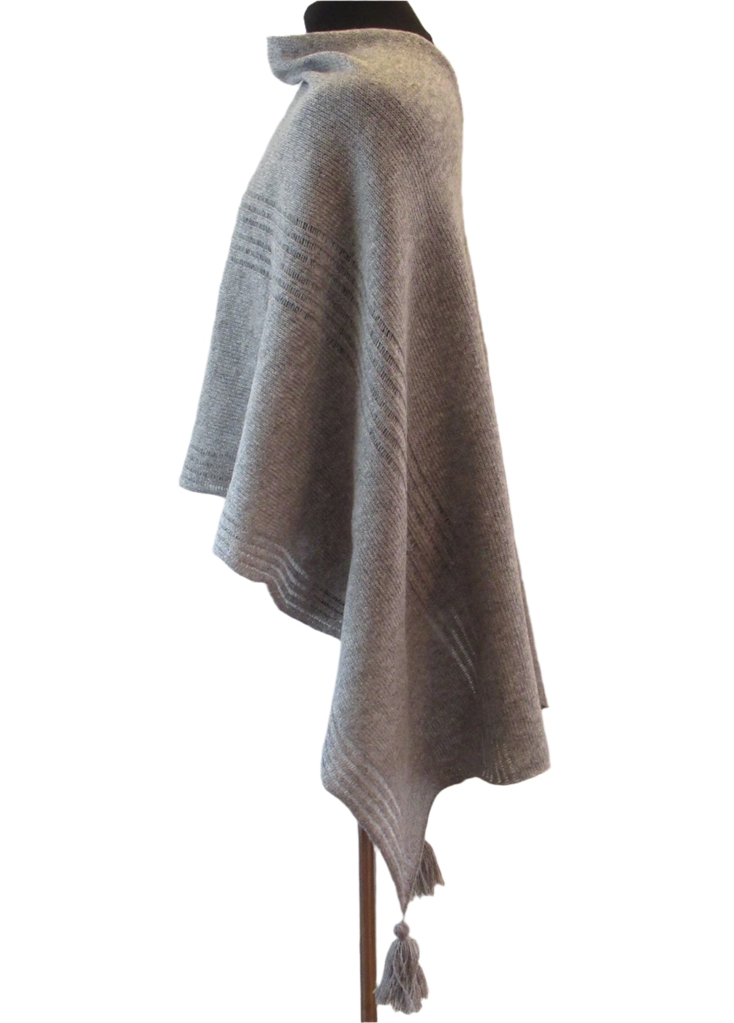 Elegant Wool Poncho in Gray.