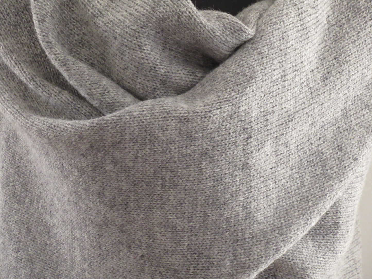 Knitted Triangle Wool Shawl in Pure Gray