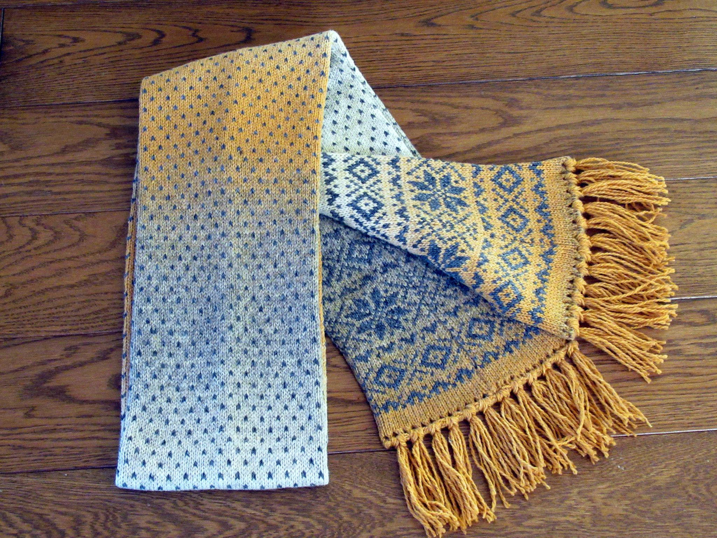 Long Winter Scarf in Beige Gradient