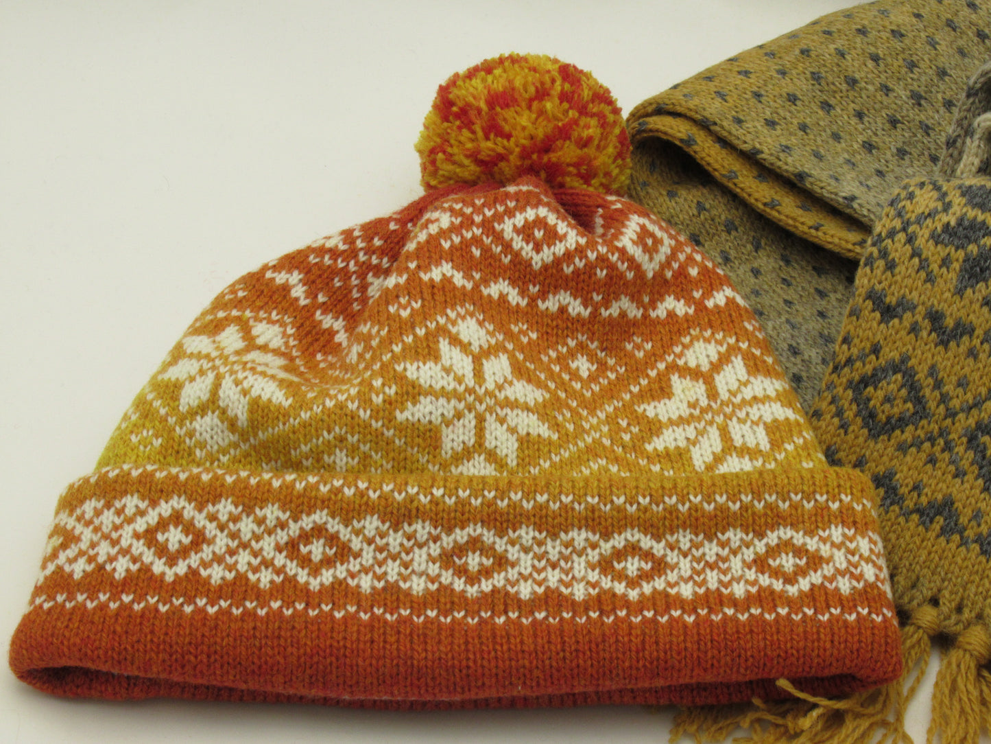 Knitted Wool Hat Beanie in Yellow Gradient.