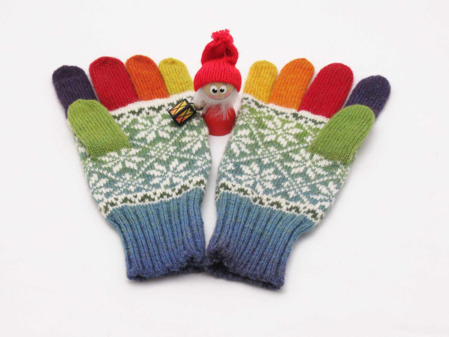 Knitted Wool Gloves in Blue Gradient.
